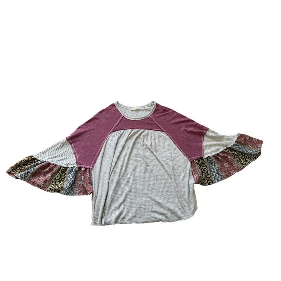 Altar'd State Patchwork sleeve blouse/shirt, size Medium - Picture 1 of 7